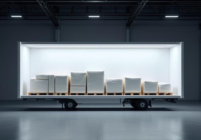 Diagram showing a single shipment filling an entire 53-foot trailer for FTL services