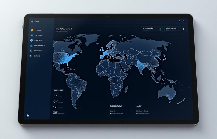 Interface mockup of the SLYBS Customer Logistics Portal showing maps and data analytics